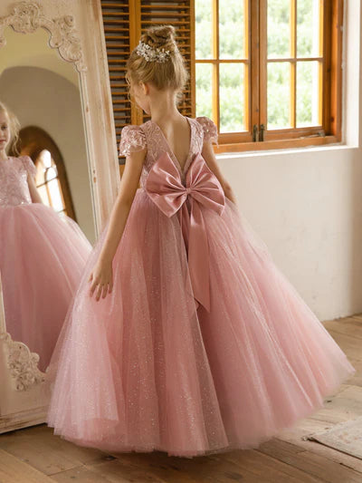Baby Pink Big Bow Princes Frock
