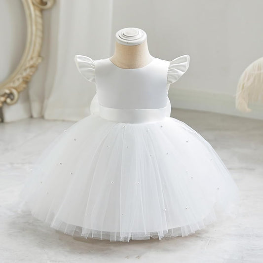 Baby White Puff Sleeve Party Wear Frock