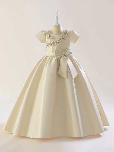 Baby Off White Pearls Detailing Puffy Maxi