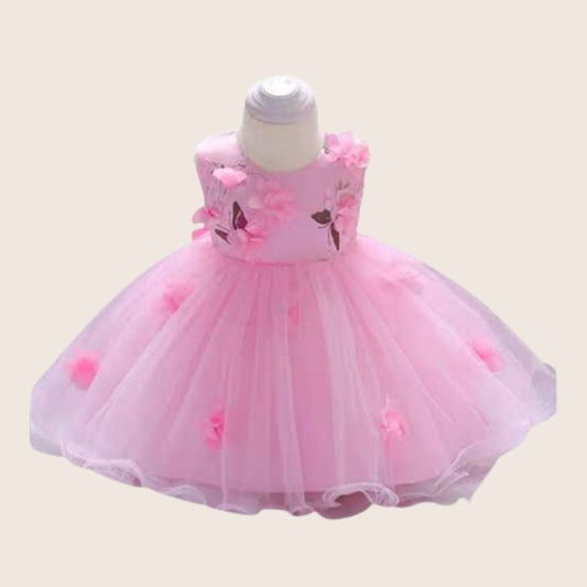 Chiffon Georgette Party Dress For Baby Girl - Pink